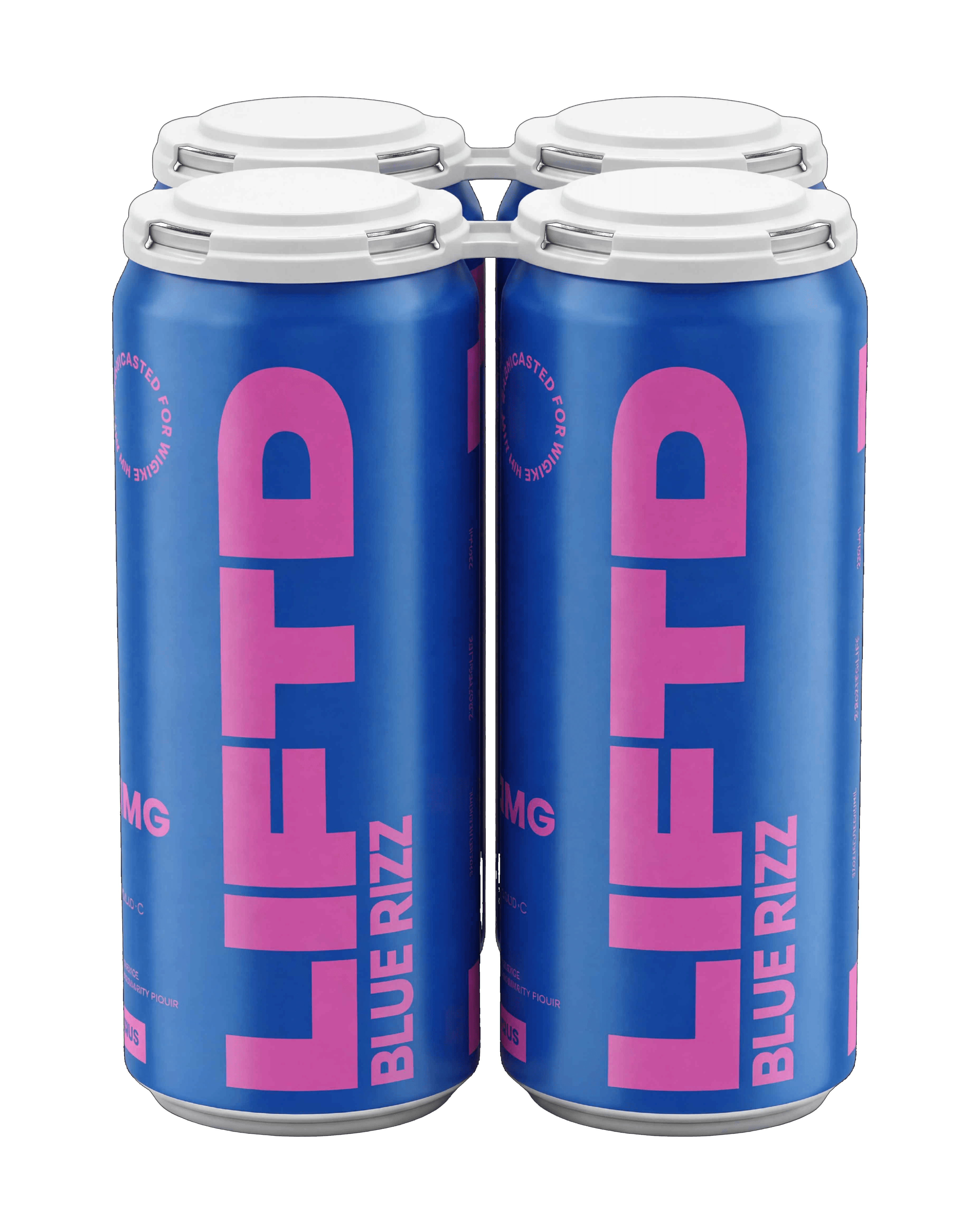 Four-pack of Blue Rizz LIFTD cans