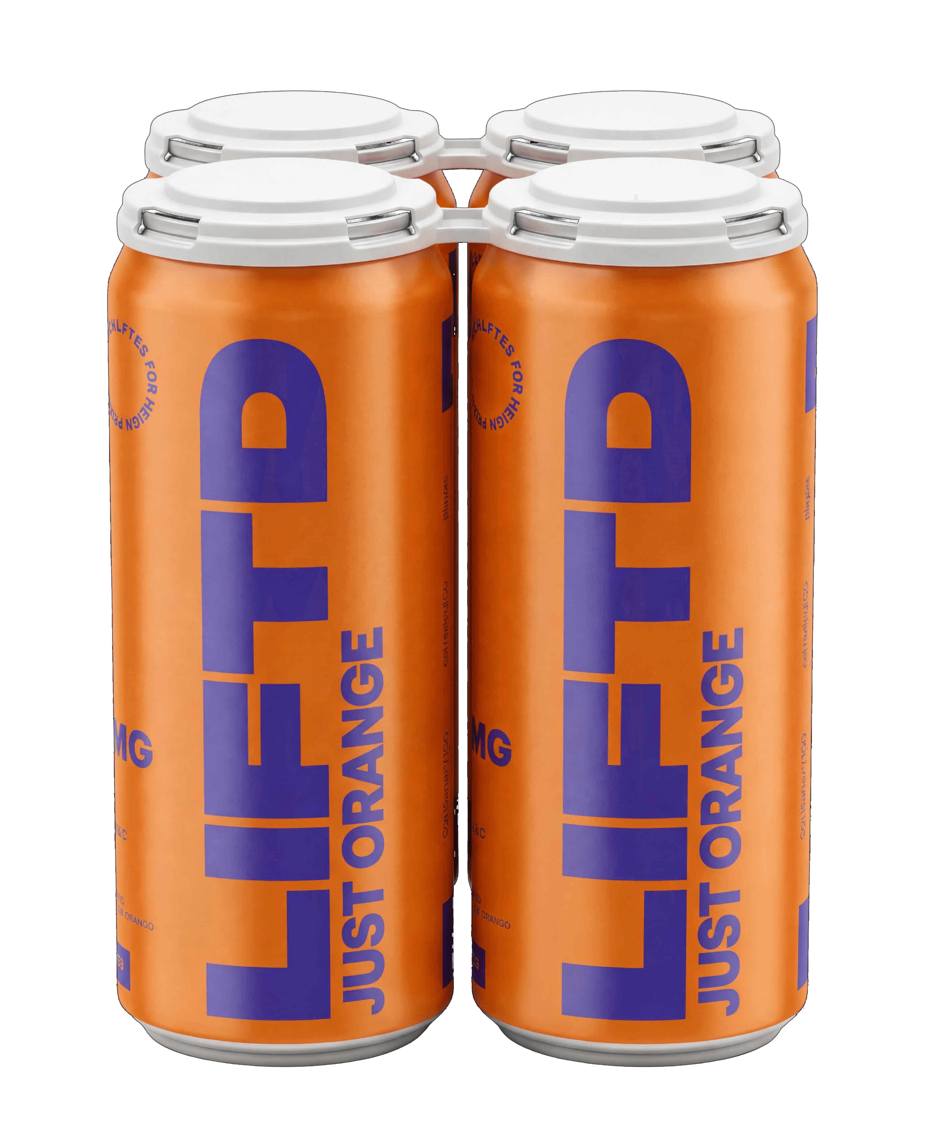 Four-pack of Just Orange LIFTD cans